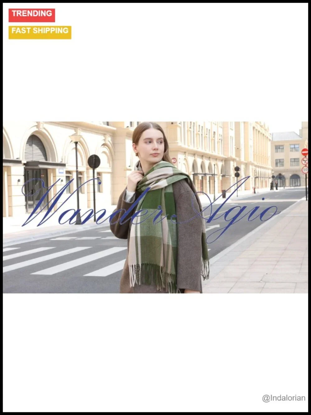 Long Cashmere Like Shawl Winter Warm Knit Large Tassel Plaid Scarf